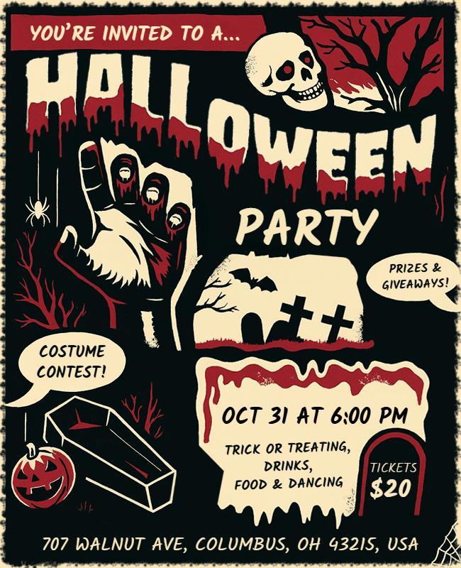 Comic Theme Halloween Party Celebration Flyer Template