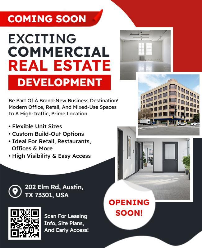 Coming Soon Commercial Real Estate Project Development Flyer Template