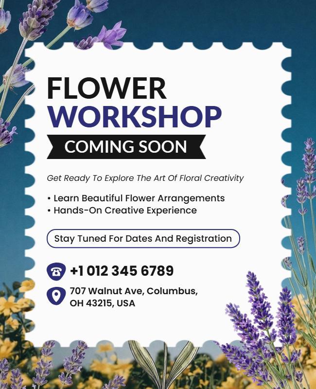 Coming Soon Flower Workshop Promotional Poster Template