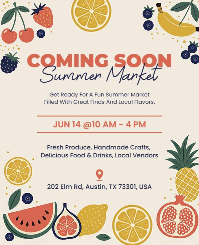 Coming Soon Summer Market Flyer Template