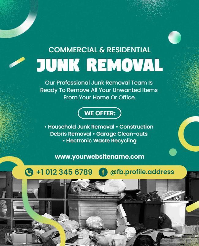 Commercial and Residential Junk Removal Service Flyer Template