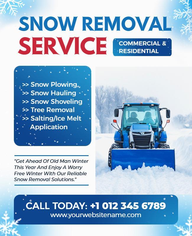 Commercial and Residential Snow Removal Services Flyers Template