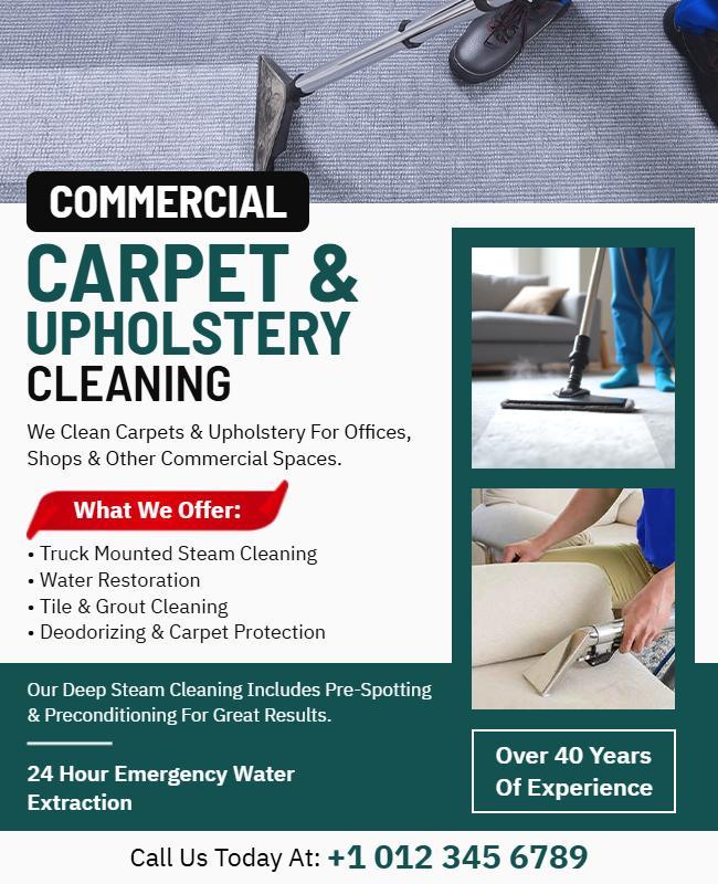 Commercial Carpet and Upholstery Cleaning Services Flyer Template
