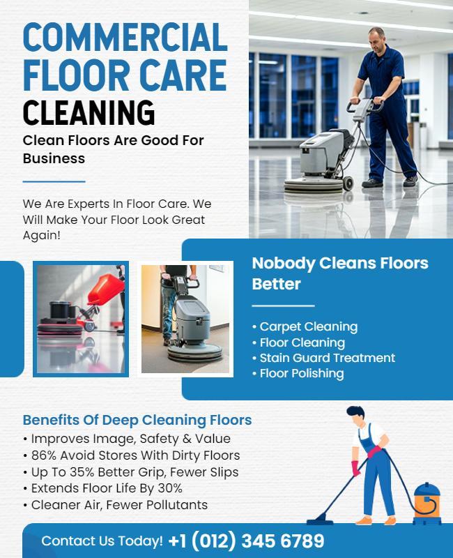 Commercial Floor Care Cleaning Service Flyer Template