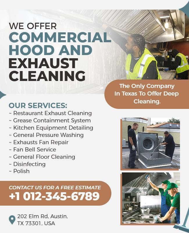 Commercial Hood and Exhaust Cleaning Services Flyer Template