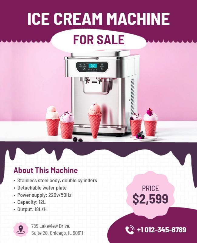 Commercial Ice Cream Machine Sale Flyer Template