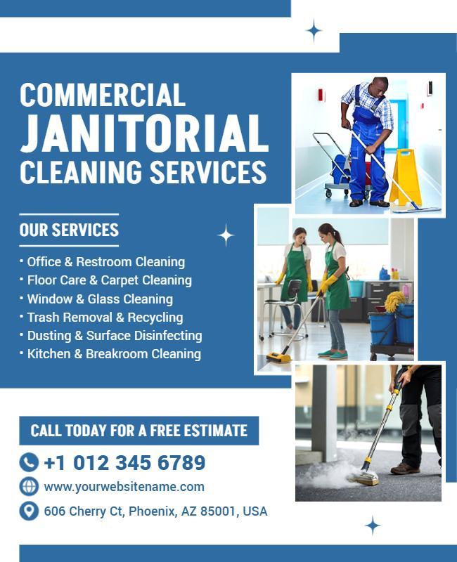 Commercial Janitorial Cleaning Service Flyer Template