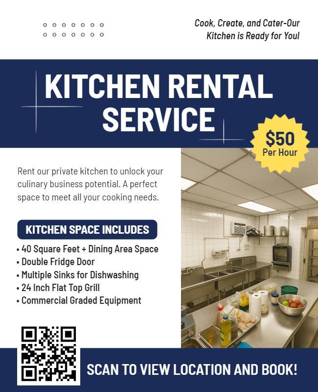 Commercial Kitchen Rental Service Advertisement Flyer Template
