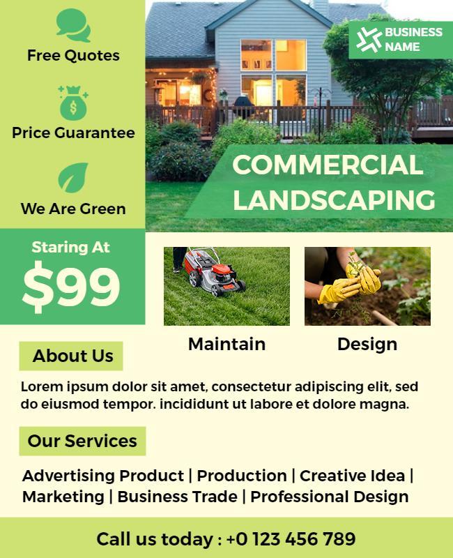 Commercial Landscaping Service Promotion Flyer Template