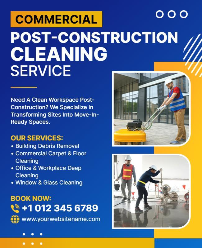 Commercial Post-Construction Cleaning Service Flyer Template