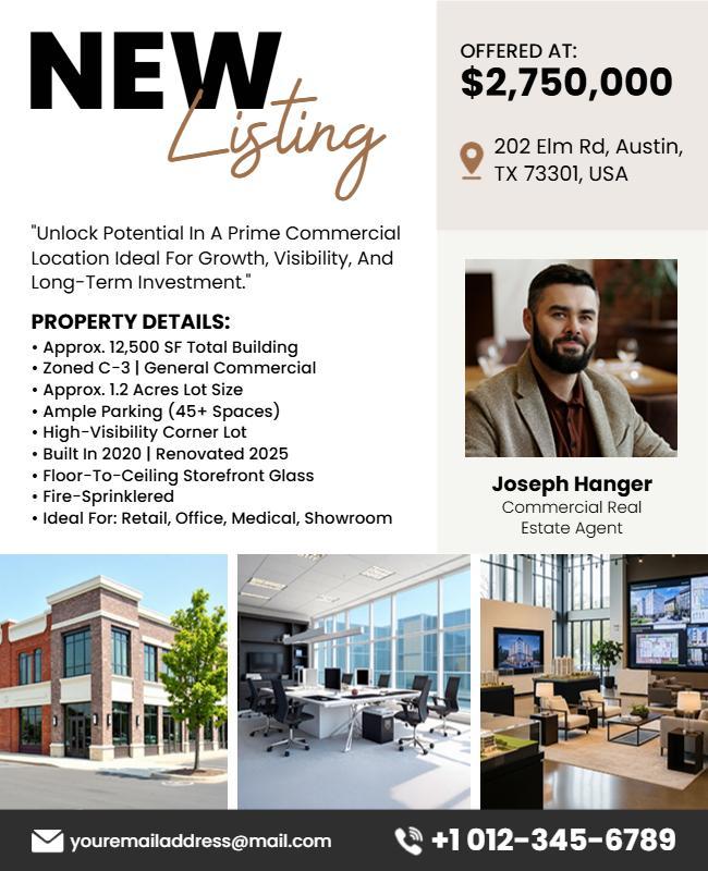 Commercial Real Estate Listing Flyer Template