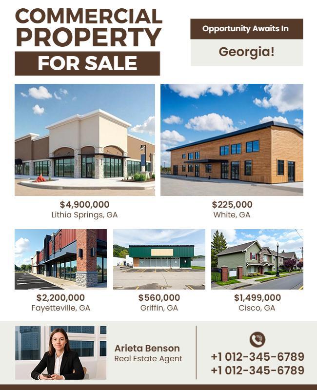 Commercial Real Estate Property Listings for Sale Flyer Template
