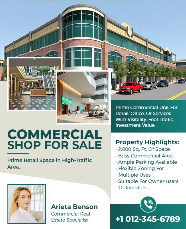 Commercial Shop Sale Real Estate Flyer Template