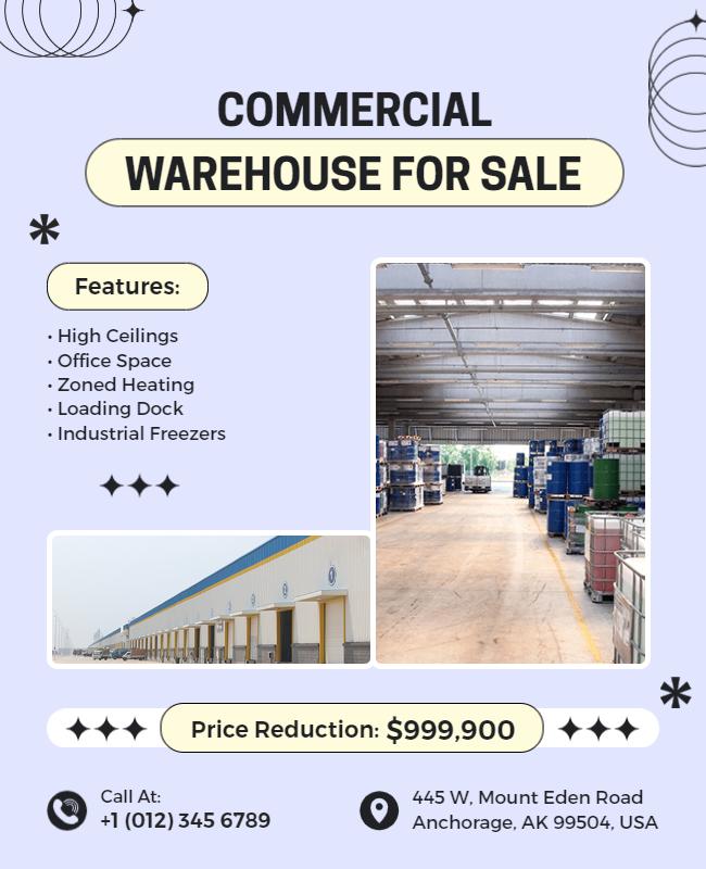 Commercial Warehouse Property Sale Flyer Template