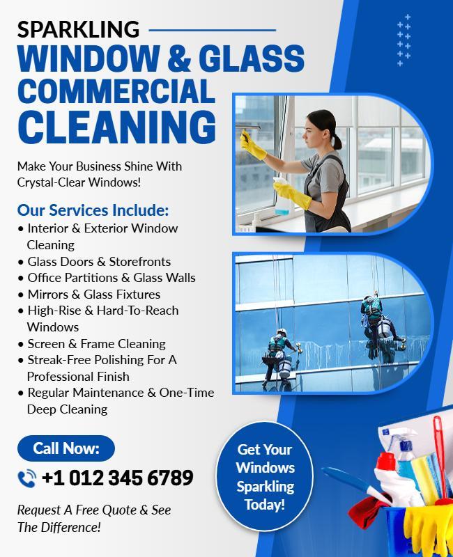 Commercial Window and Glass Cleaning Services Flyer Template