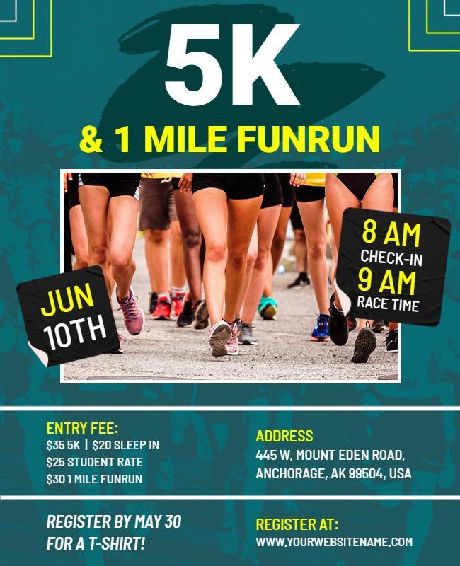 Community 5k and Fun Run Event Flyer Template