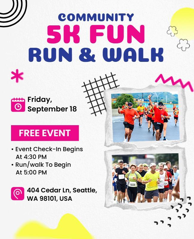 Community 5k Fun Run and Walk Poster Template