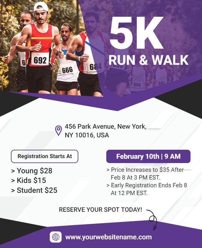 Community 5k Run and Walk Event Flyer Template