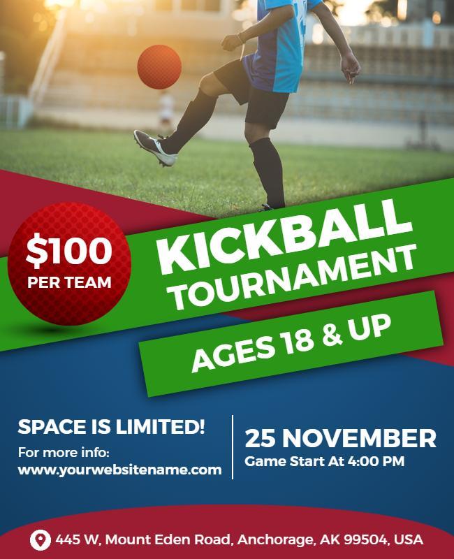 Community Adult Kickball Tournament Flyer Template