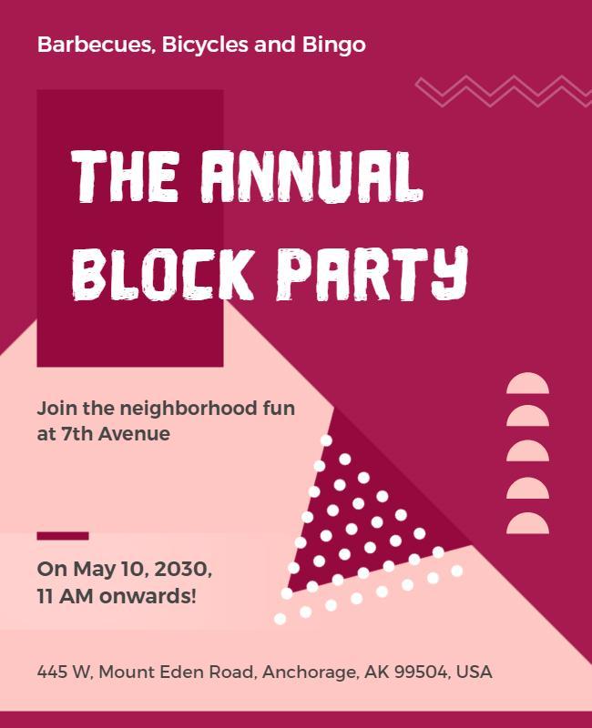 Community Annual Block Party Event Flyer Template