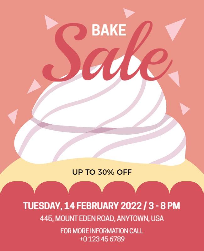 Playful Pink Bake Sale Dessert Fundraiser Flyer Template