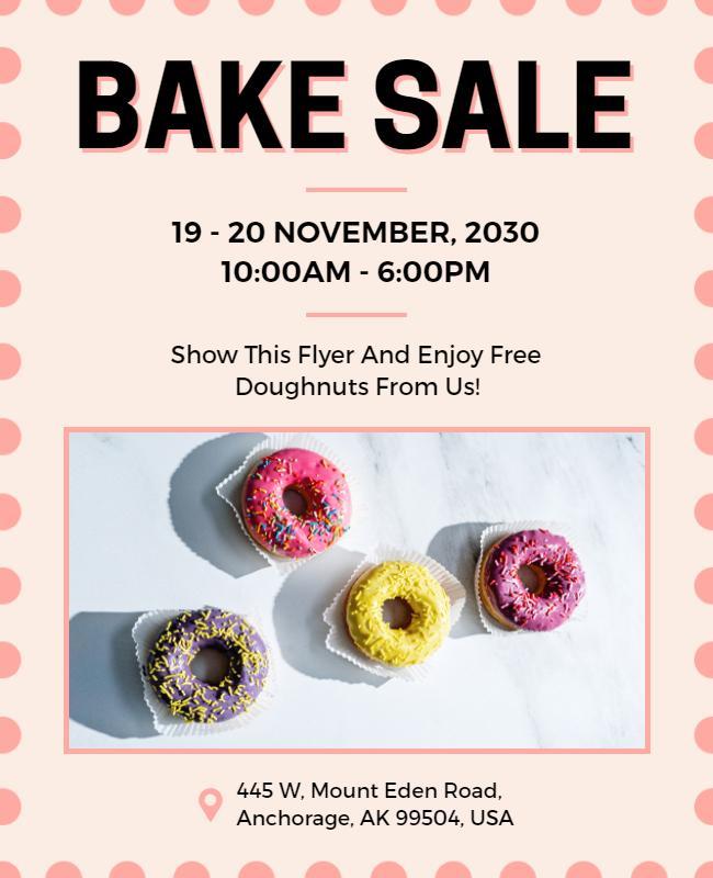 Chic Pastel Donut Bake Sale Event Flyer Template