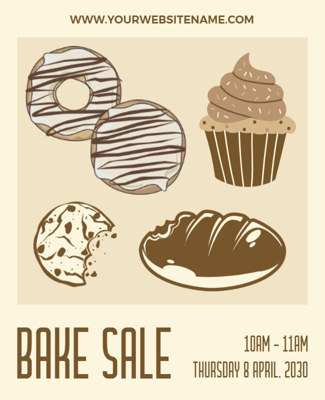 Charming Pastel Dessert-Themed Bake Sale Flyer Template