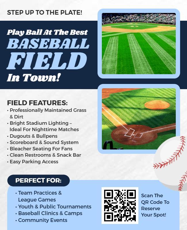 Community Baseball Field Event Promotion Flyer Template