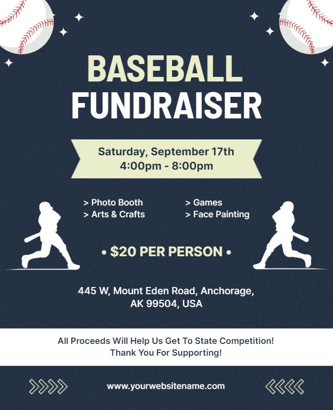 Community Baseball Fundraiser Event Flyer Template