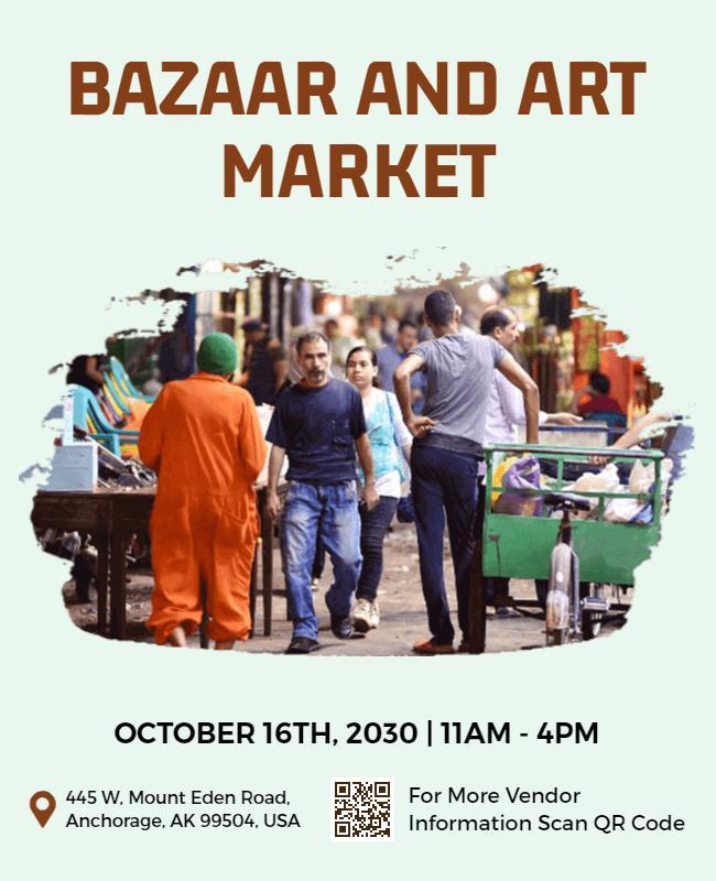 Community Bazaar and Art Market Event Flyer Template