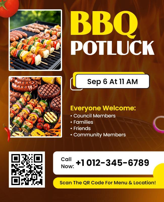 Community BBQ Potluck Gathering Flyer Template