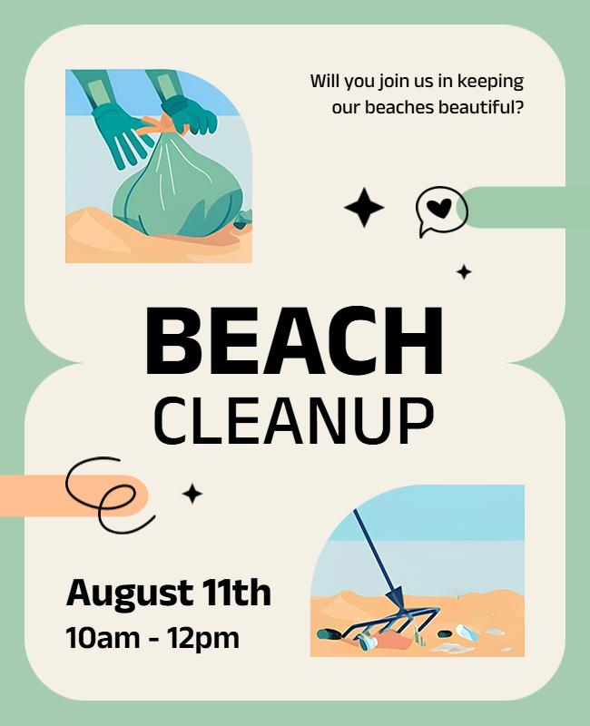 Community Beach Cleanup Event Flyers Template