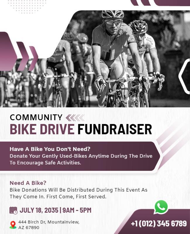 Community Bike Drive Fundraiser Flyer Template