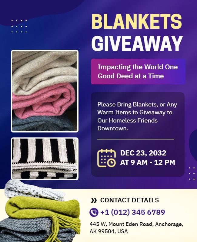 Community Blanket Donation Event Flyer Template