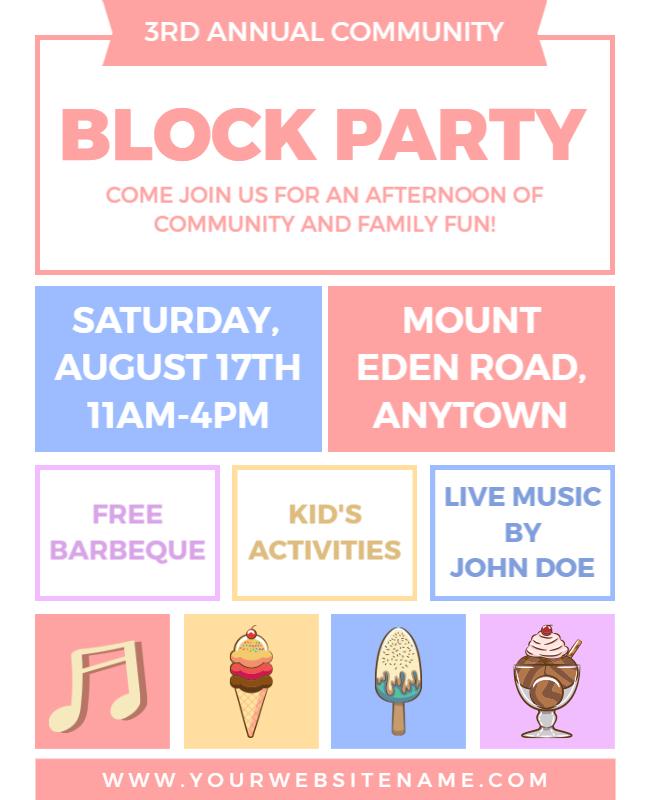 Community Block Party Event Flyer Template