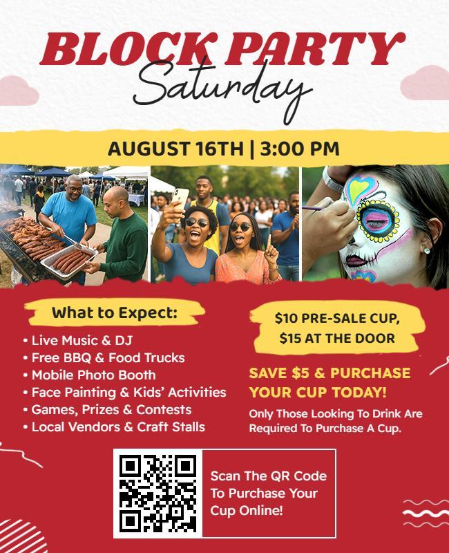 Community Block Party Saturday Event Flyer Template
