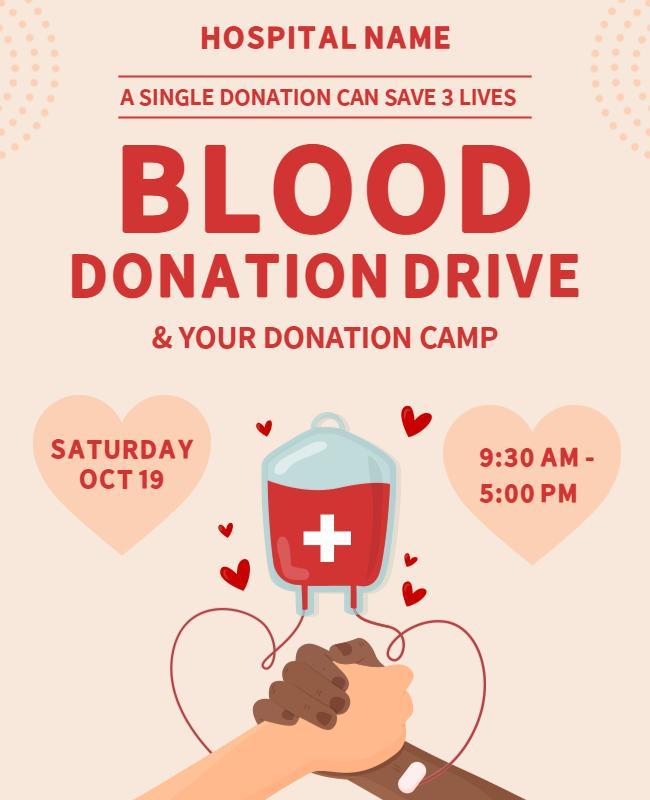 Heartfelt Red Blood Donation Drive Community Flyer Template