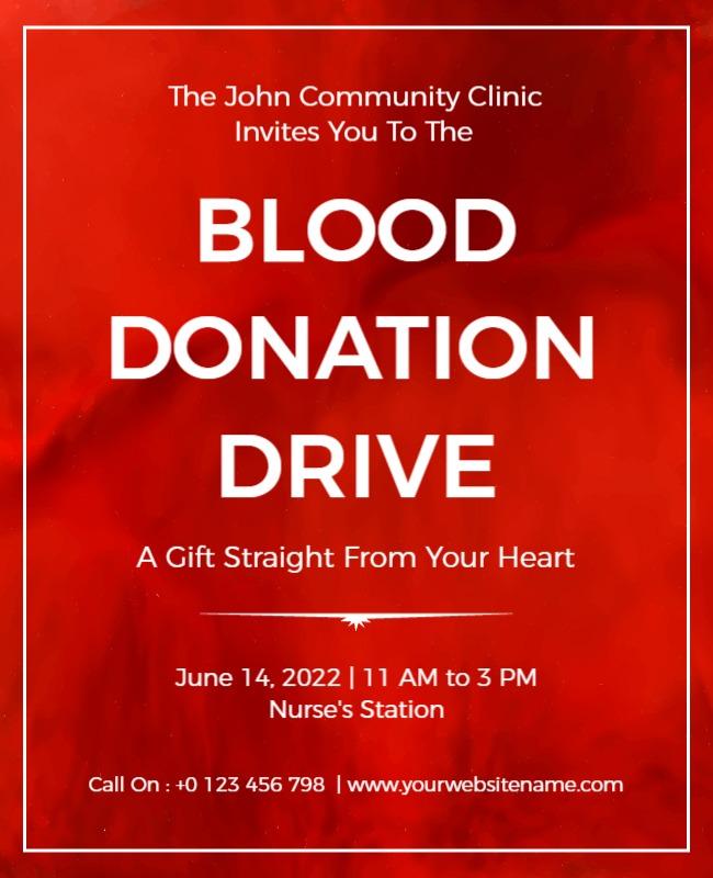 Bold Red Heartfelt Blood Donation Drive Flyer Template