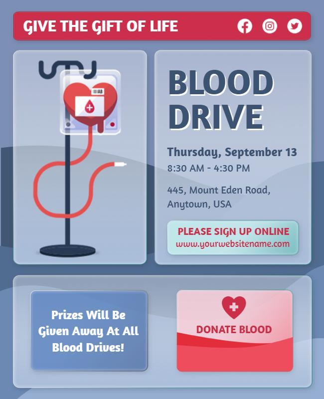 Modern Blue Blood Donation Drive Awareness Flyer Template