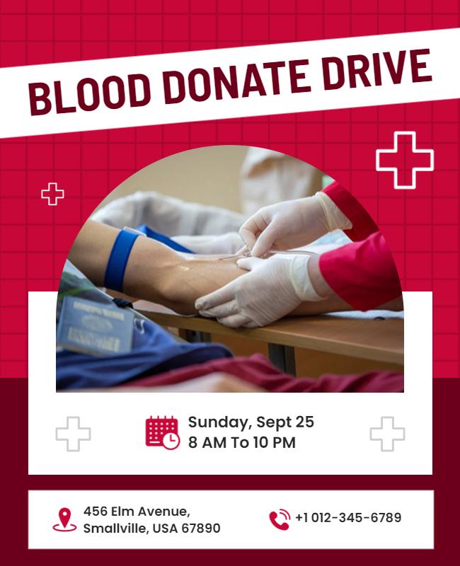 Compassionate Red Blood Donation Drive Community Flyer Template