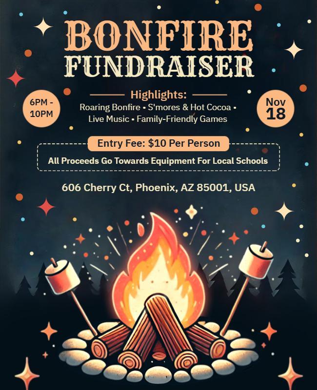 Community Bonfire Fundraiser Event Flyer Template