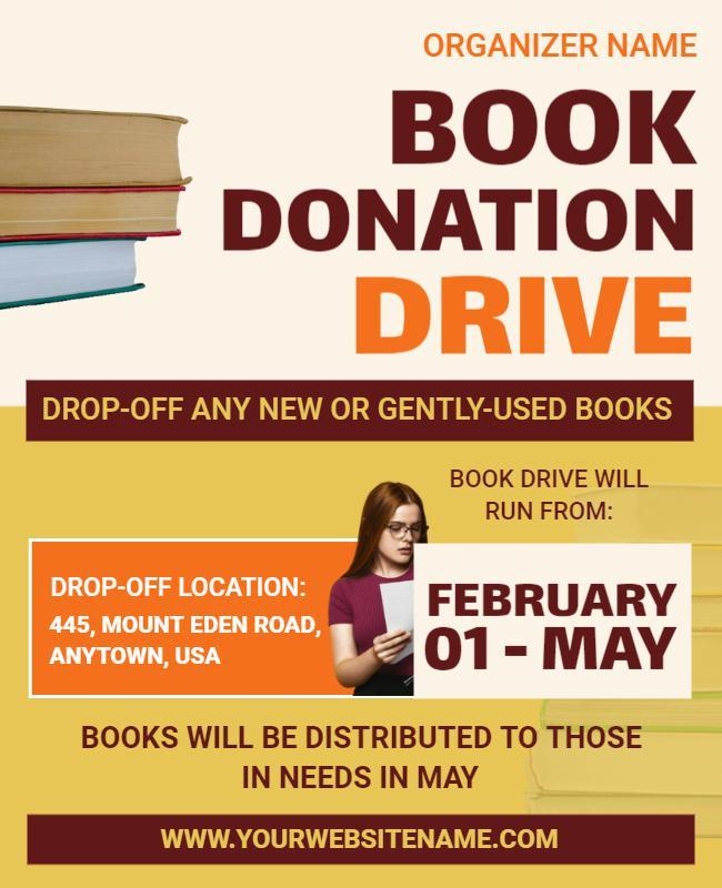 Community Book Donation Drive Flyer Template