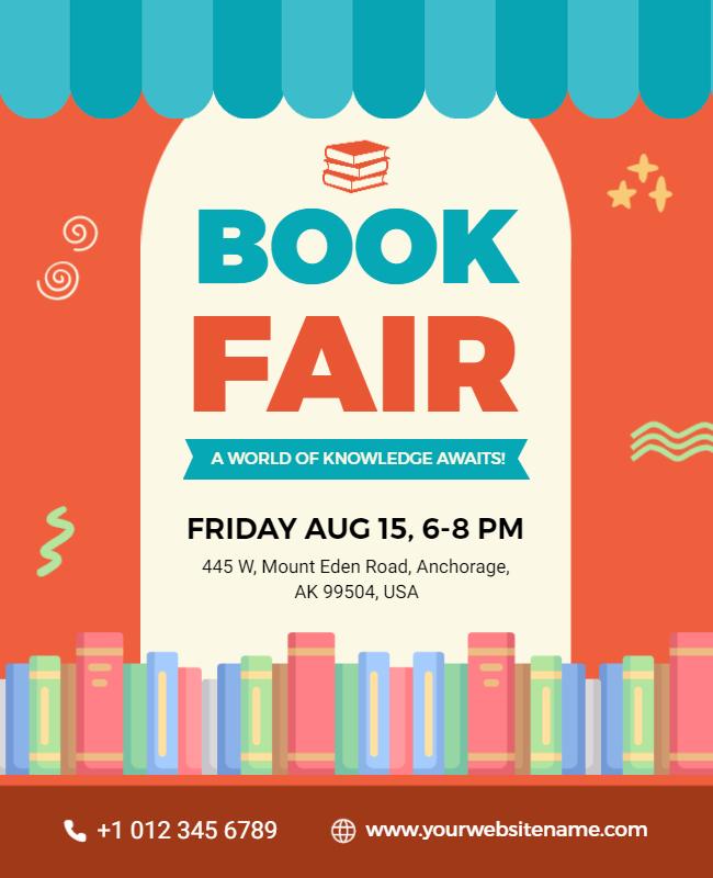 Playful Colorful Book Fair Event Flyer Template