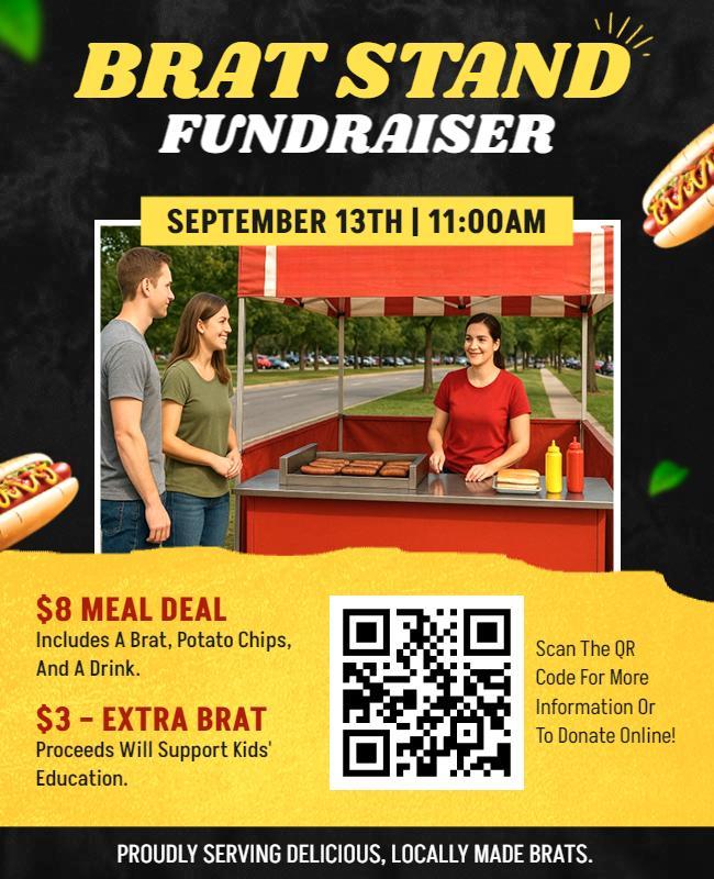 Community Brat Stand Fundraiser Flyer Template