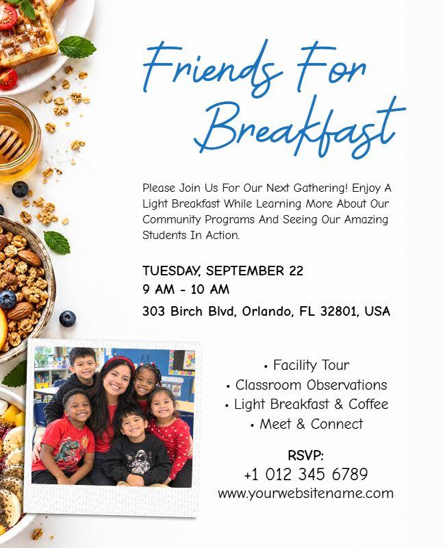 Community Breakfast Gathering Invitation Flyer Template