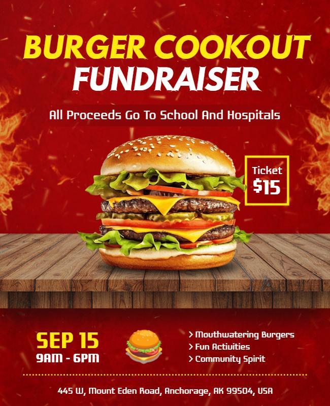 Community Burger Cookout Fundraiser Flyer Template