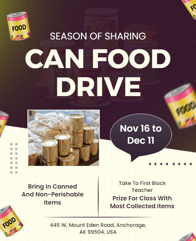 Community Can Food Drive Event Flyer Template