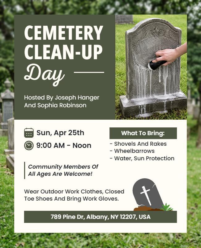 Community Cemetery Clean-up Day Flyer Template
