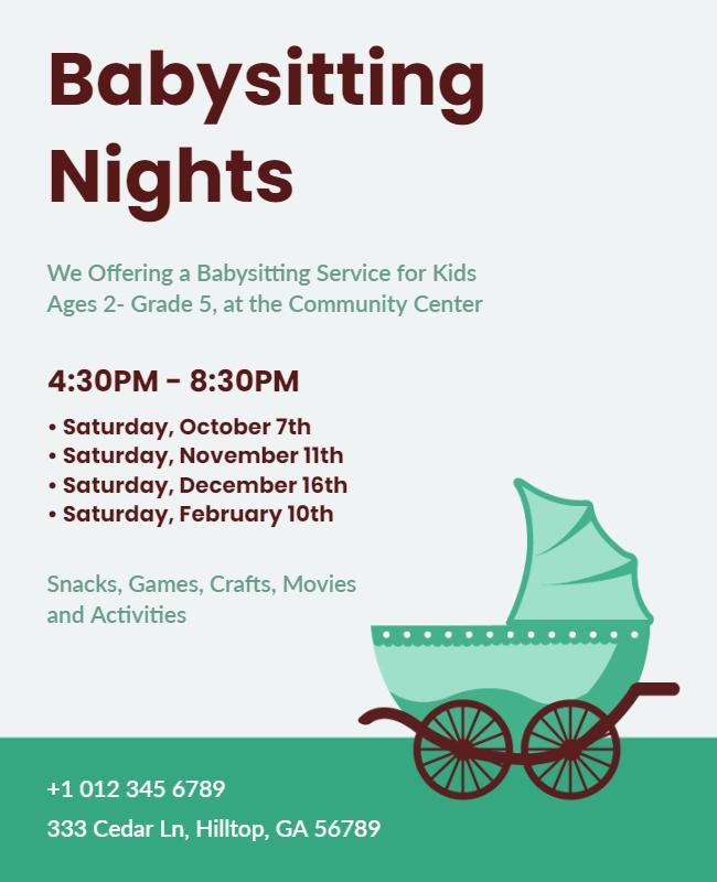 Community Center Babysitting Nights Flyer Template