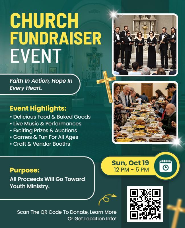 Community-Centered Green Charity Fundraiser Event Flyer Template